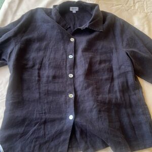 Heaven 100% Linen Button Front 3/4 Sleeve Blouse